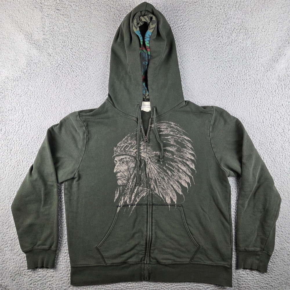 DENIM & SUPPLY RALPH LAUREN MENS COTTON GRAPHIC FULL ZIP HOODIE BLACK SIZE 2XL